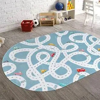 Staruia Playroom Road Fun Blue Rug — view 4