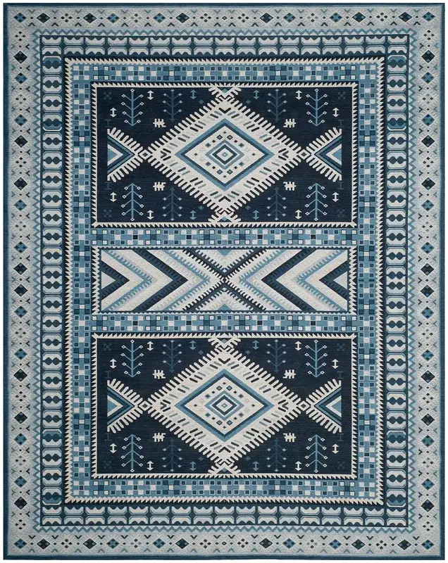 Kilococo Moroccan Blue Multi Faux Rug