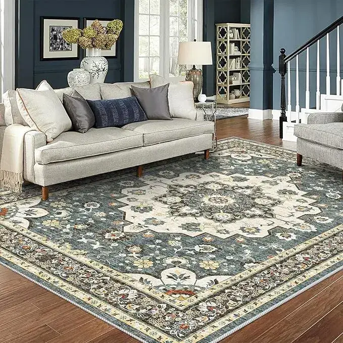 Topruug Oriental Floral Distressed Floor 9×12 Rug