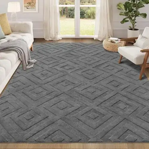Homfine Geometry Style Grey Brown Rug — view 2