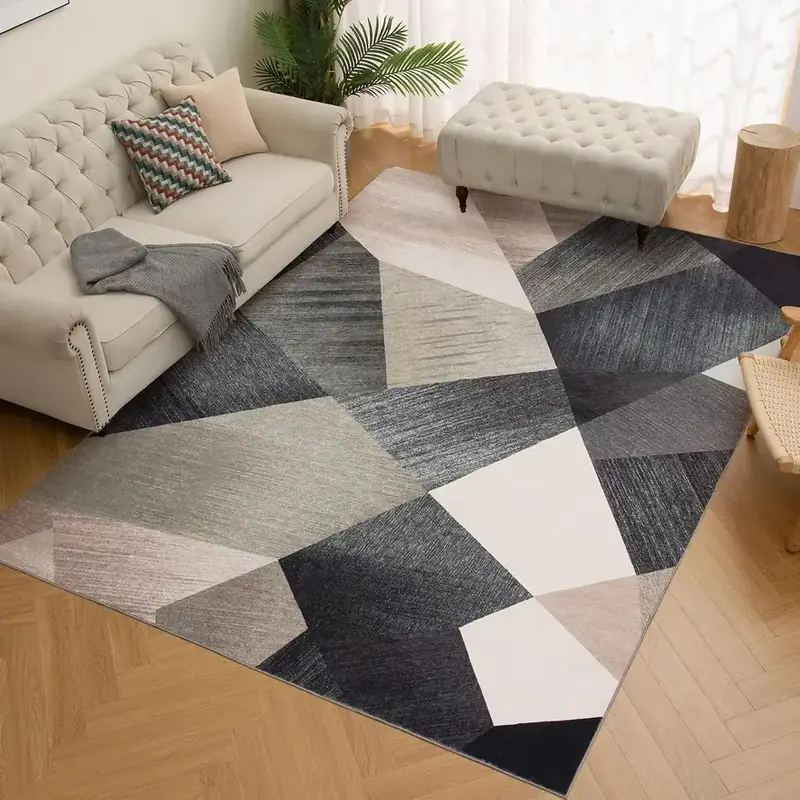 Homfine Geometry Style Grey Brown Rug — view 3