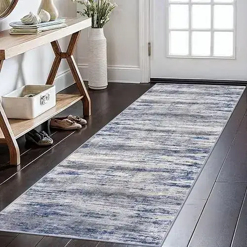 Lansny Grey Blue Abstract Rug