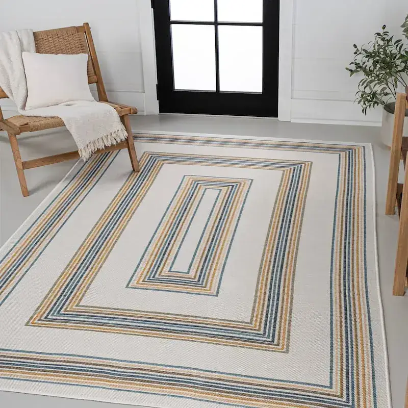 Jonathan Y Stripe Reversible 2X8 Black Rug