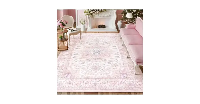 Mftkb Pink Boho Antique Pebble Rug