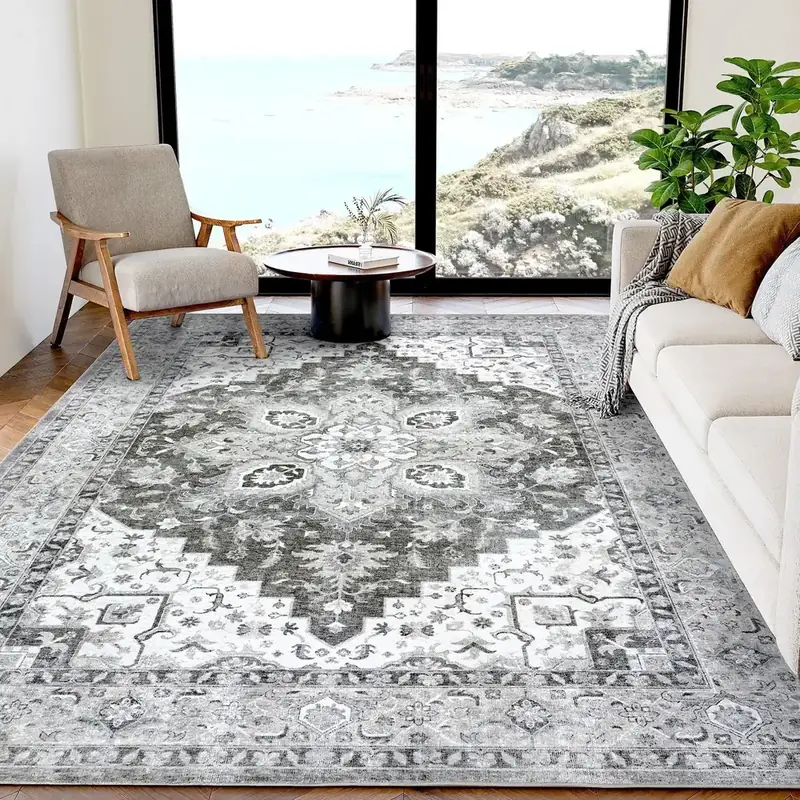 Amada Homefurnishing Floral Blue Rug — view 2