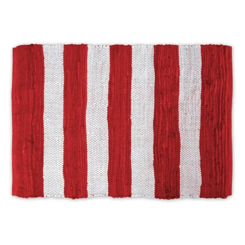 Bottalive Cotton Stripe Red White Rug