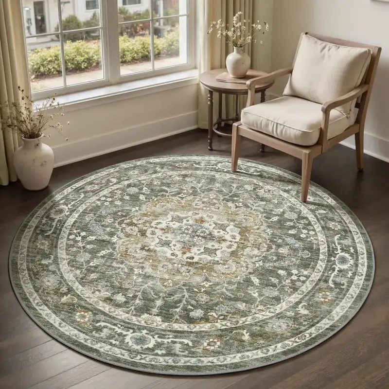 Wonnitar Round Floral Round Circle Rug