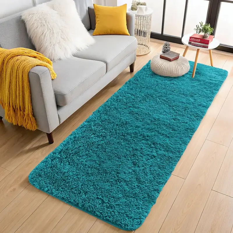 Olanly Shaggy Dark Green Rug — view 4