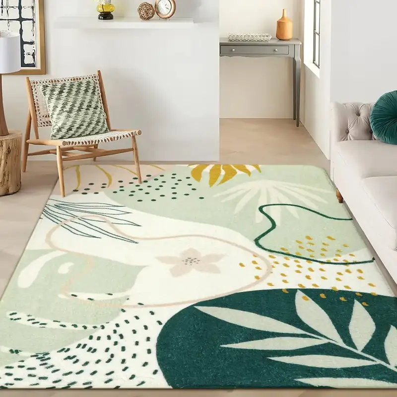 Lahome Green Ultra-thin Table Botanical Rug