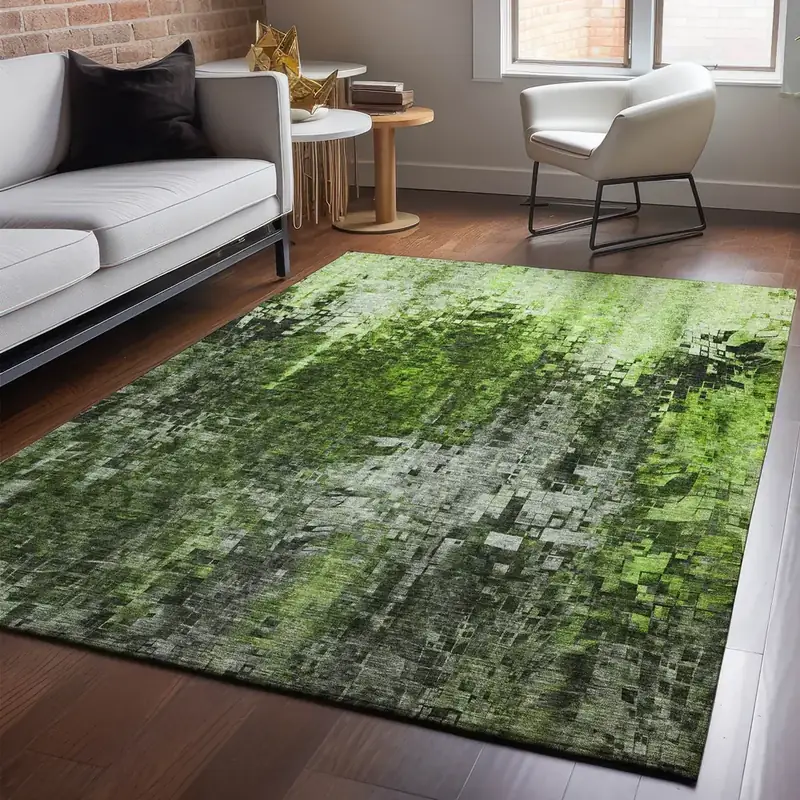 Lahome Green Ultra-thin Table Botanical Rug — view 2