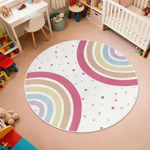 Staruia Rainbow Polka Dot Pink Rug — view 3