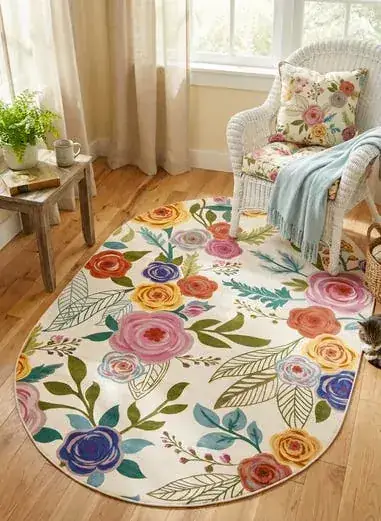 Cryptolite Boho Floral Playroom Rug