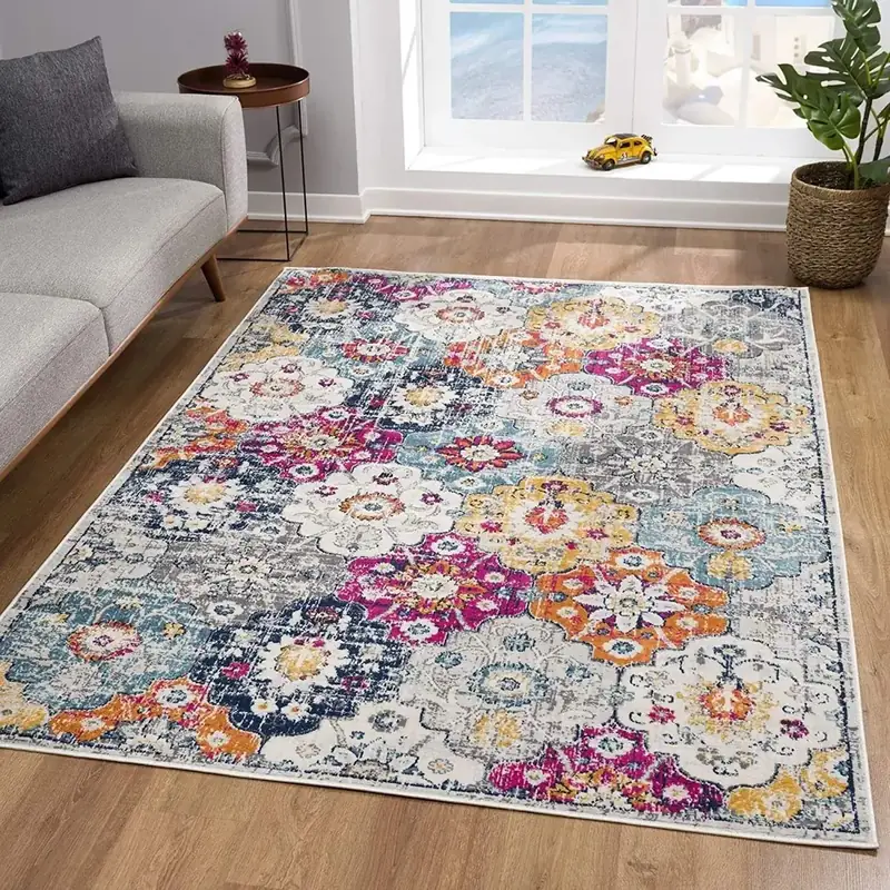 Cryptolite Boho Floral Playroom Rug — view 4
