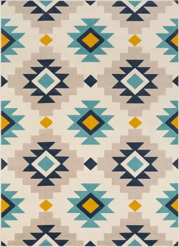 Yoozitrees Teal Southwest Tribal Colorful Rug