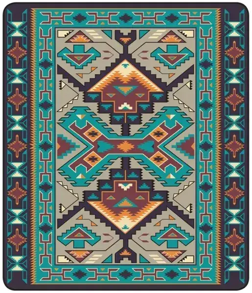 Yoozitrees Teal Southwest Tribal Colorful Rug — view 2