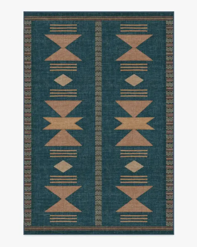 Yoozitrees Teal Southwest Tribal Colorful Rug — view 3