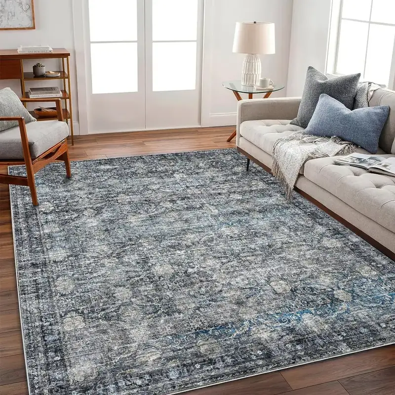 Champlant Vintage Traditional Distressed Floral Rug — view 2