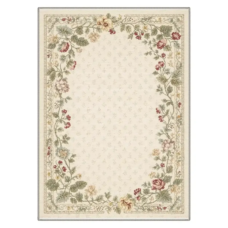 Champlant Vintage Traditional Distressed Floral Rug — view 4