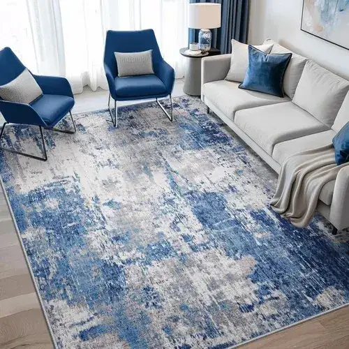 Gent Drizz Abstract Blue Rug