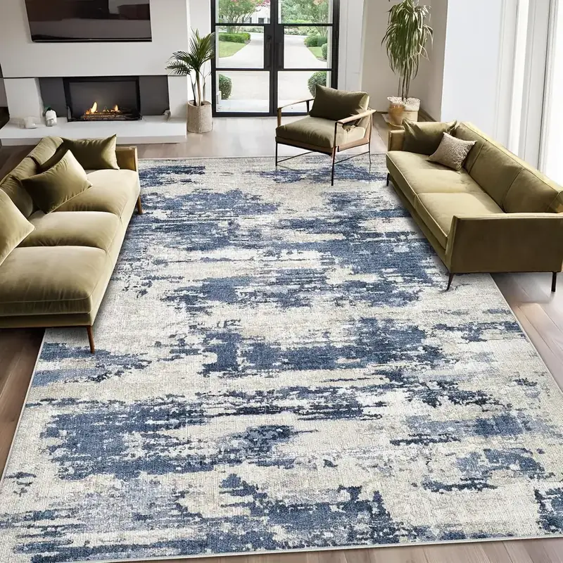 Gent Drizz Abstract Blue Rug — view 4