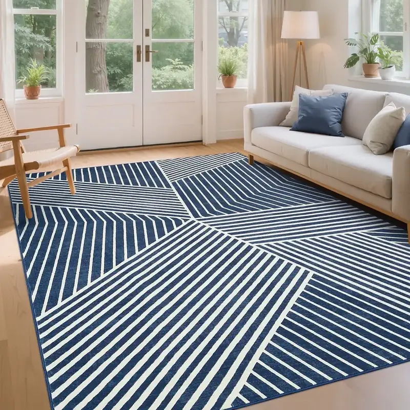 Opreine Backing Striped Floor Green Rug — view 2