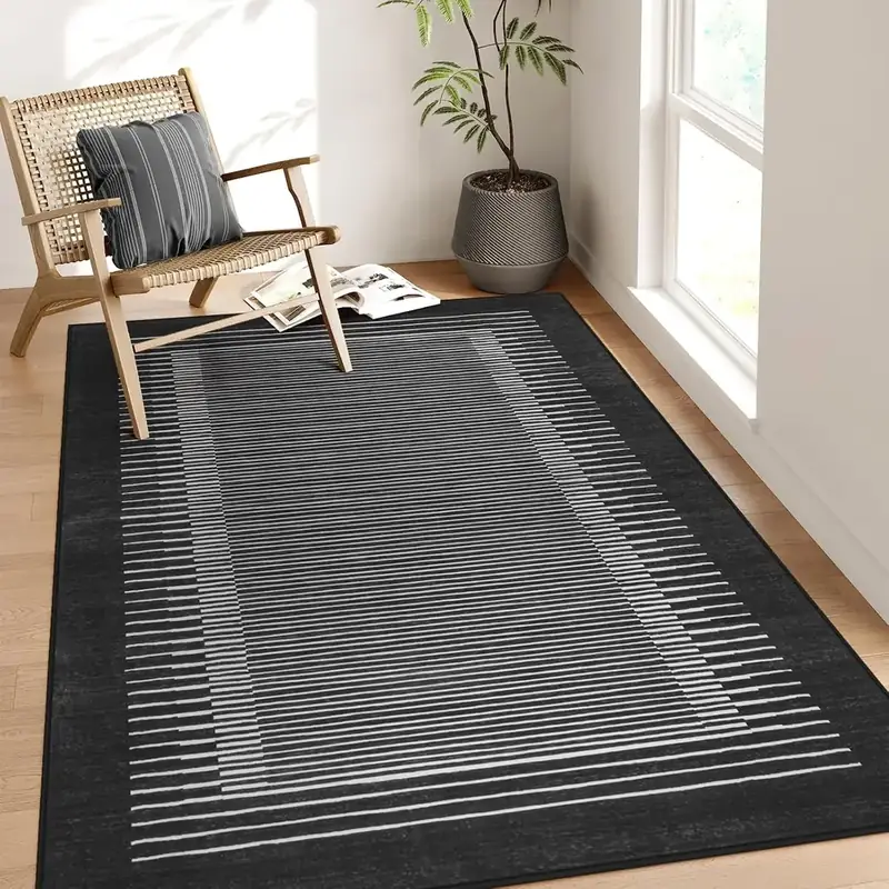 Opreine Backing Striped Floor Green Rug — view 3