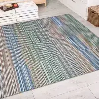 Opreine Backing Striped Floor Green Rug — view 4
