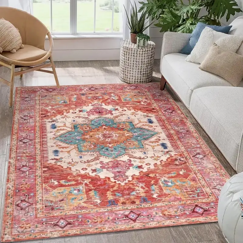 Yamaziot Boho Vintage Floor Beige Rug