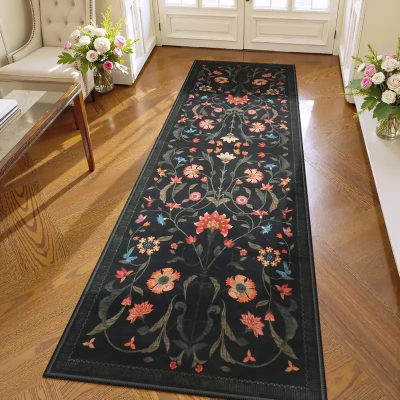 Siiloom Black Floral Rug
