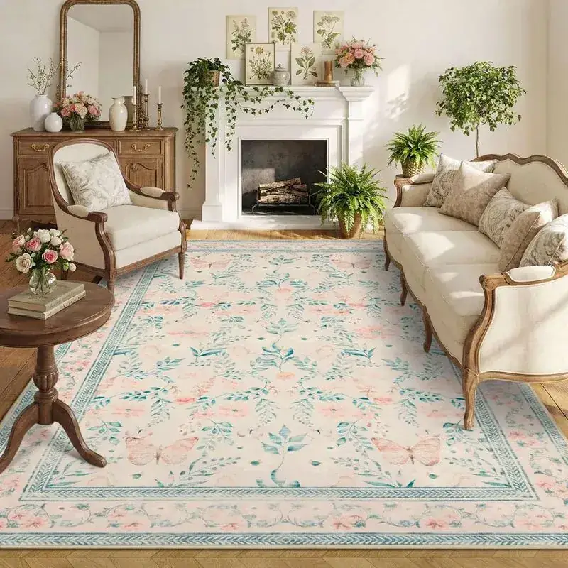 Ultsofe Chenille Floral Pink Rug — view 3