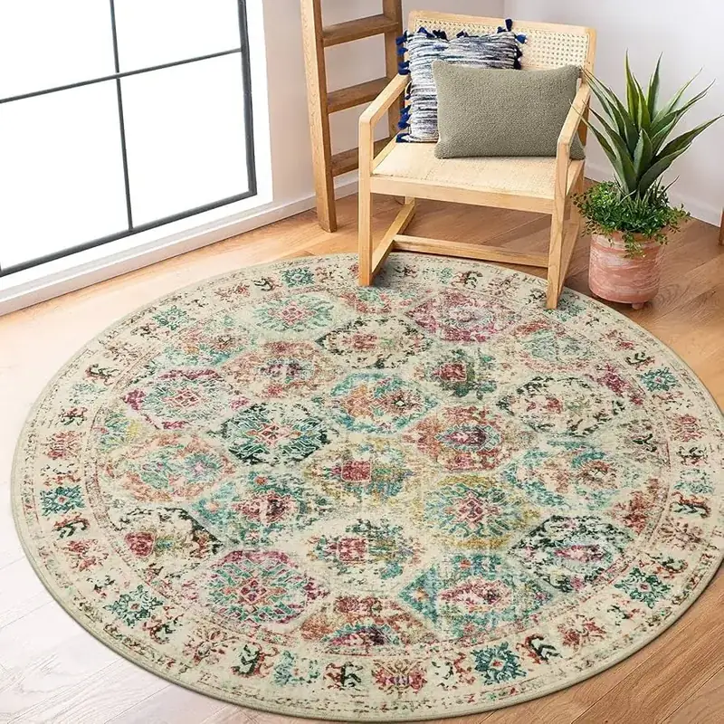 Lahome Floral Round Boho Circle 5ft Rug