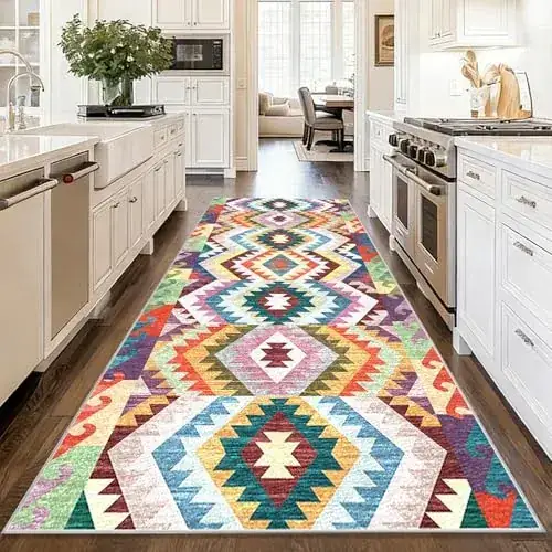 Royhome Hallways Abstract Rainbow Rug