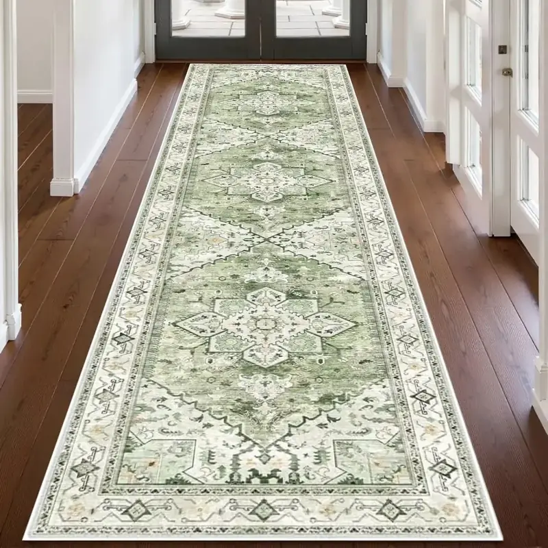 Yamaziot Boho Floral Mottled Green Rug — view 2
