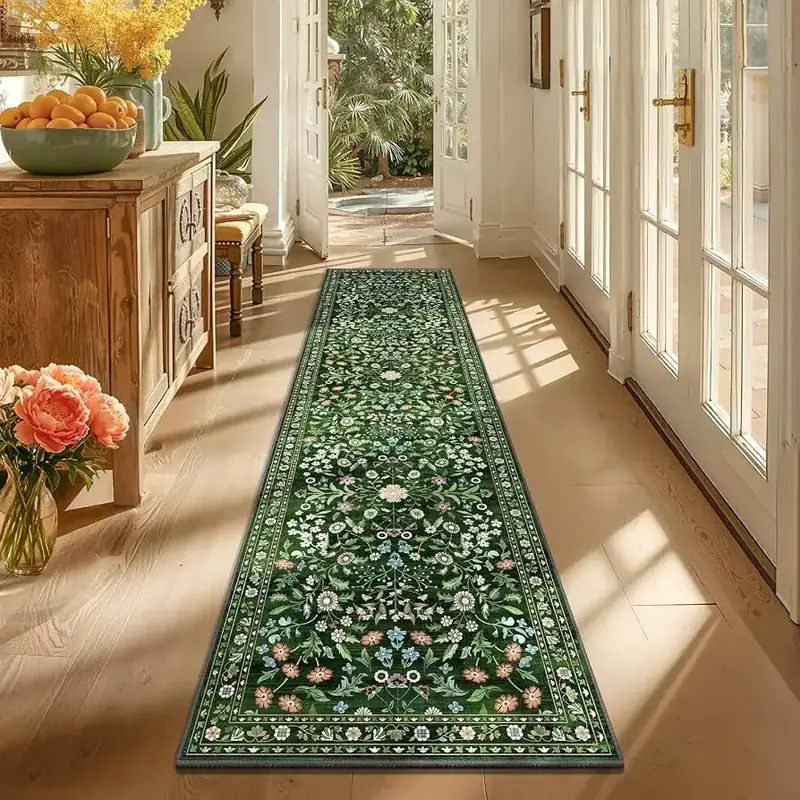 Yamaziot Boho Floral Mottled Green Rug — view 4
