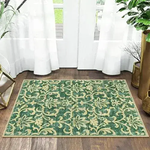 Lessymo Moroccan Olive Green Gold Rug
