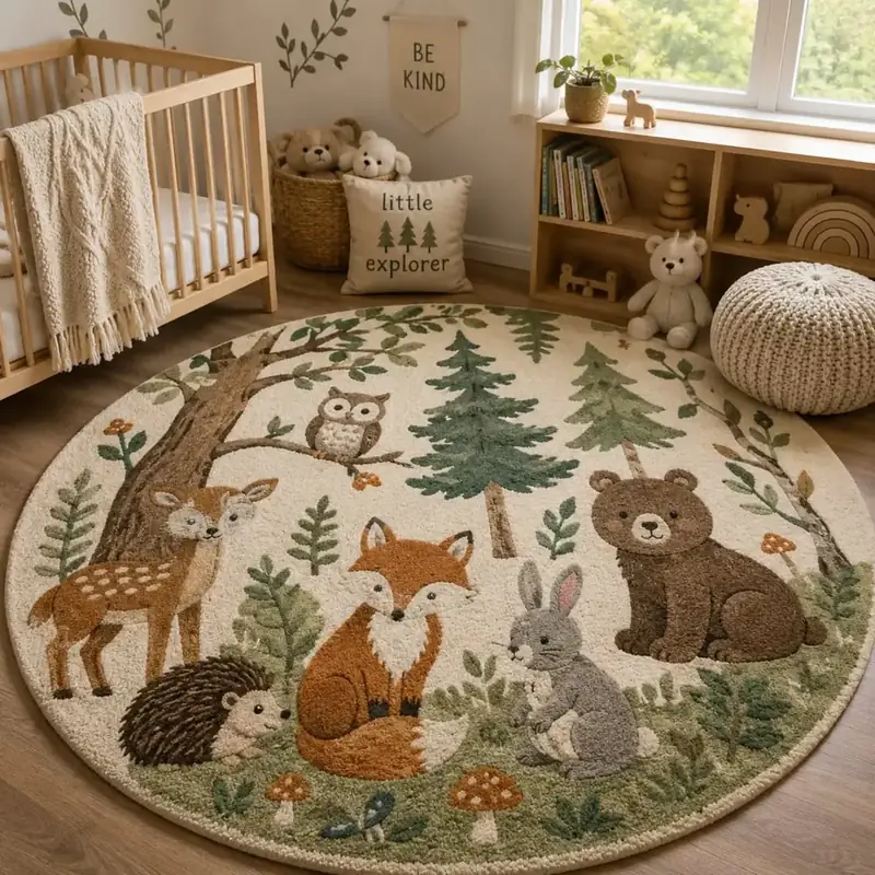 Estmy Cute Woodland Girls Boys Rug