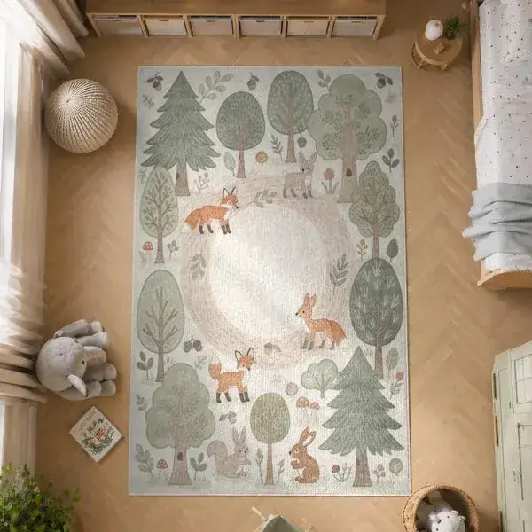 Estmy Cute Woodland Girls Boys Rug — view 2