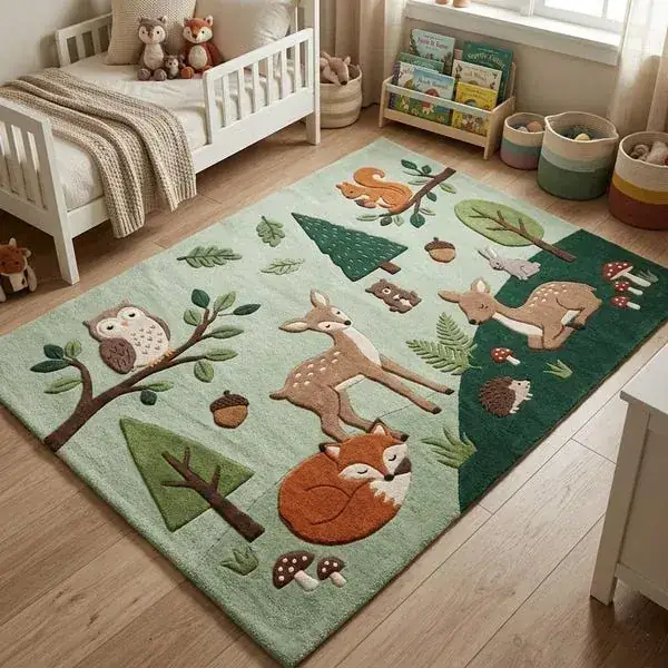Estmy Cute Woodland Girls Boys Rug — view 4