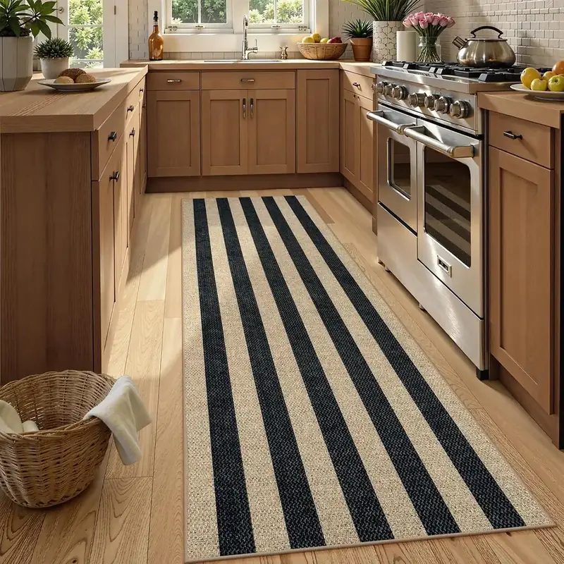 Lahome Striped Easy Jute Farmhouse Rug