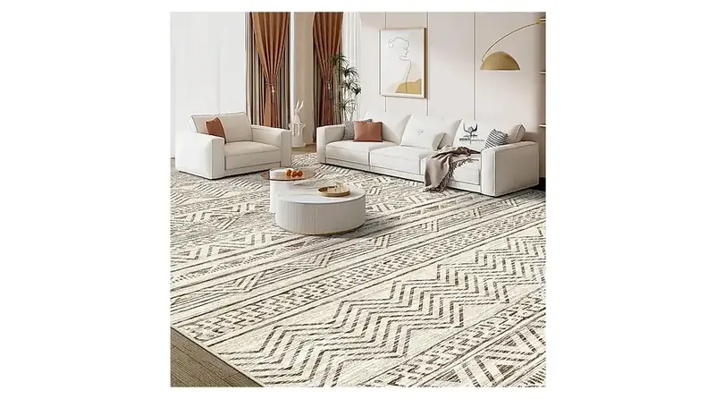 Shacos Floor Moroccan Geometric Bordered Rug