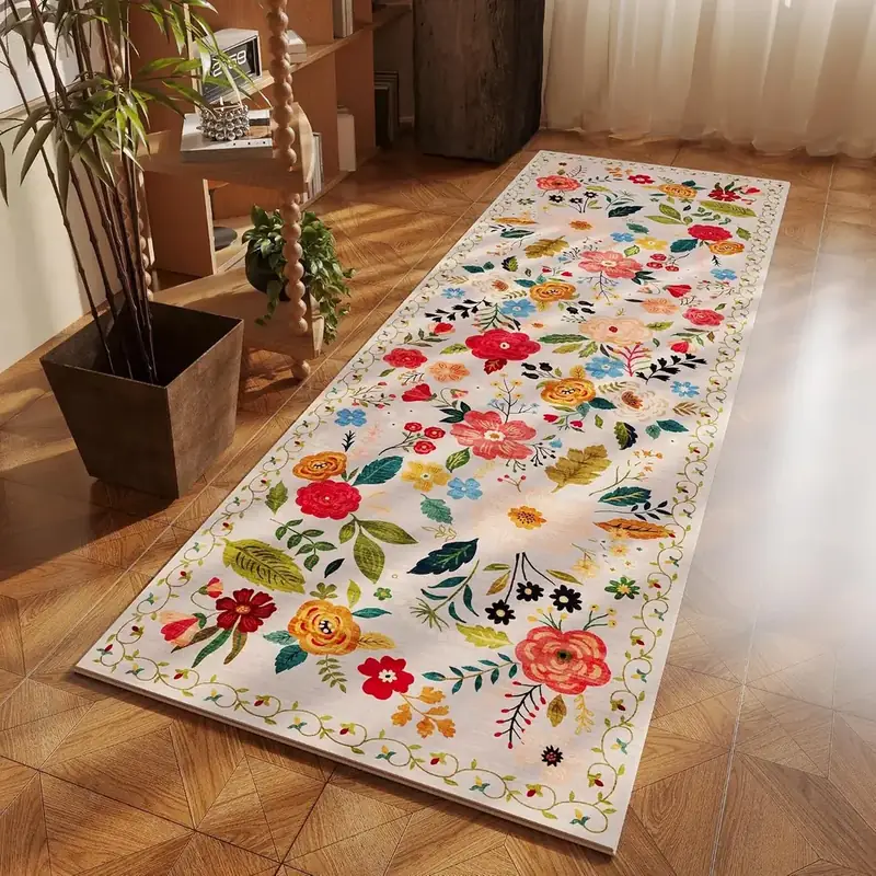 Rugcomf Rubber Backing Floral Animal Rug