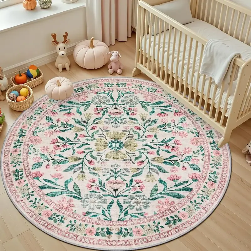 Rugcomf Round Circle Boho Floral 4ft Rug
