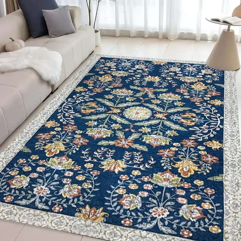 Hazo Haus Dark Blue Vintage Floral Rug