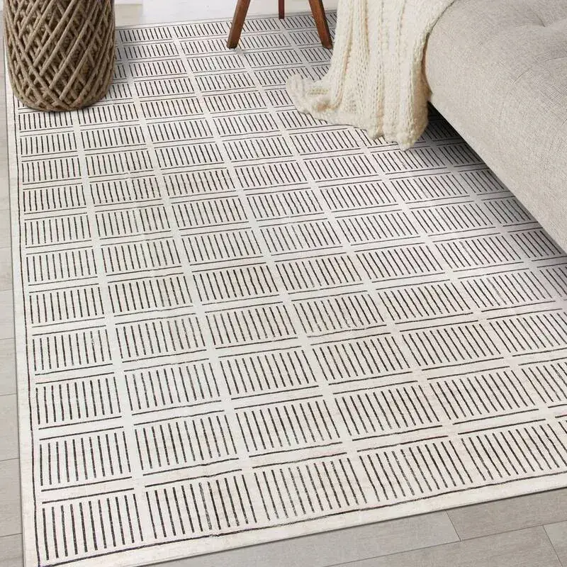 Rugshop Bohemian Stripe Lines Black Rug