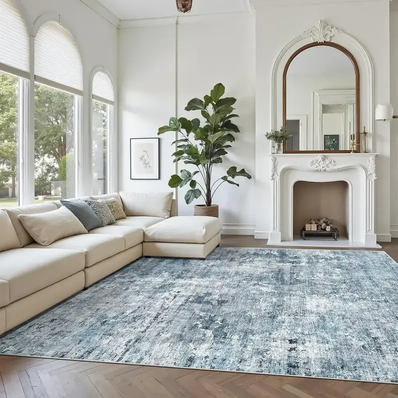 Soalmost Beige Neutral Abstract Rug — view 4
