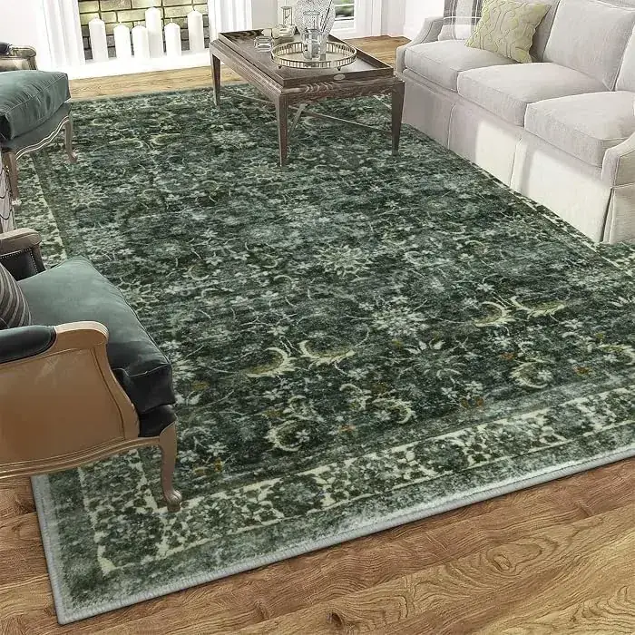 Anidaroel Floral Green Rug — view 2