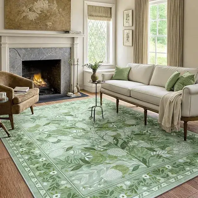 Anidaroel Floral Green Rug — view 4