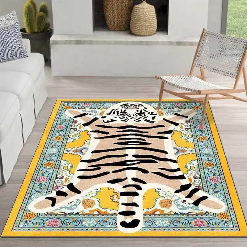 Besblee Animal Print Floral Playroom Rug