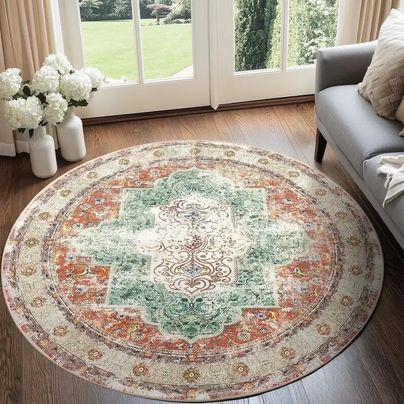 Yamaziot Round Boho Circle Faux Rug