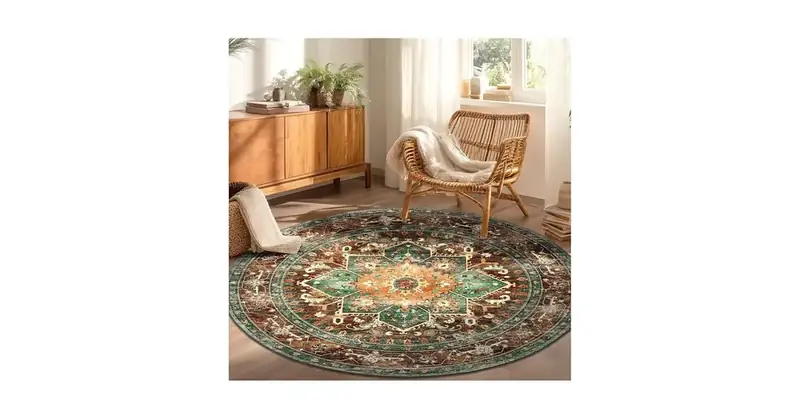 Yamaziot Round Boho Circle Rubber Rug